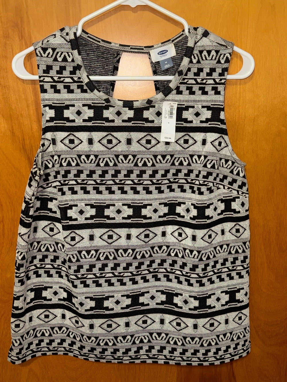 Old Navy Black and Cream Aztec Tank Top
